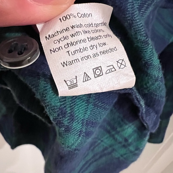 J. Crew Navy and Green Plaid Shirt - Picture 7 of 8